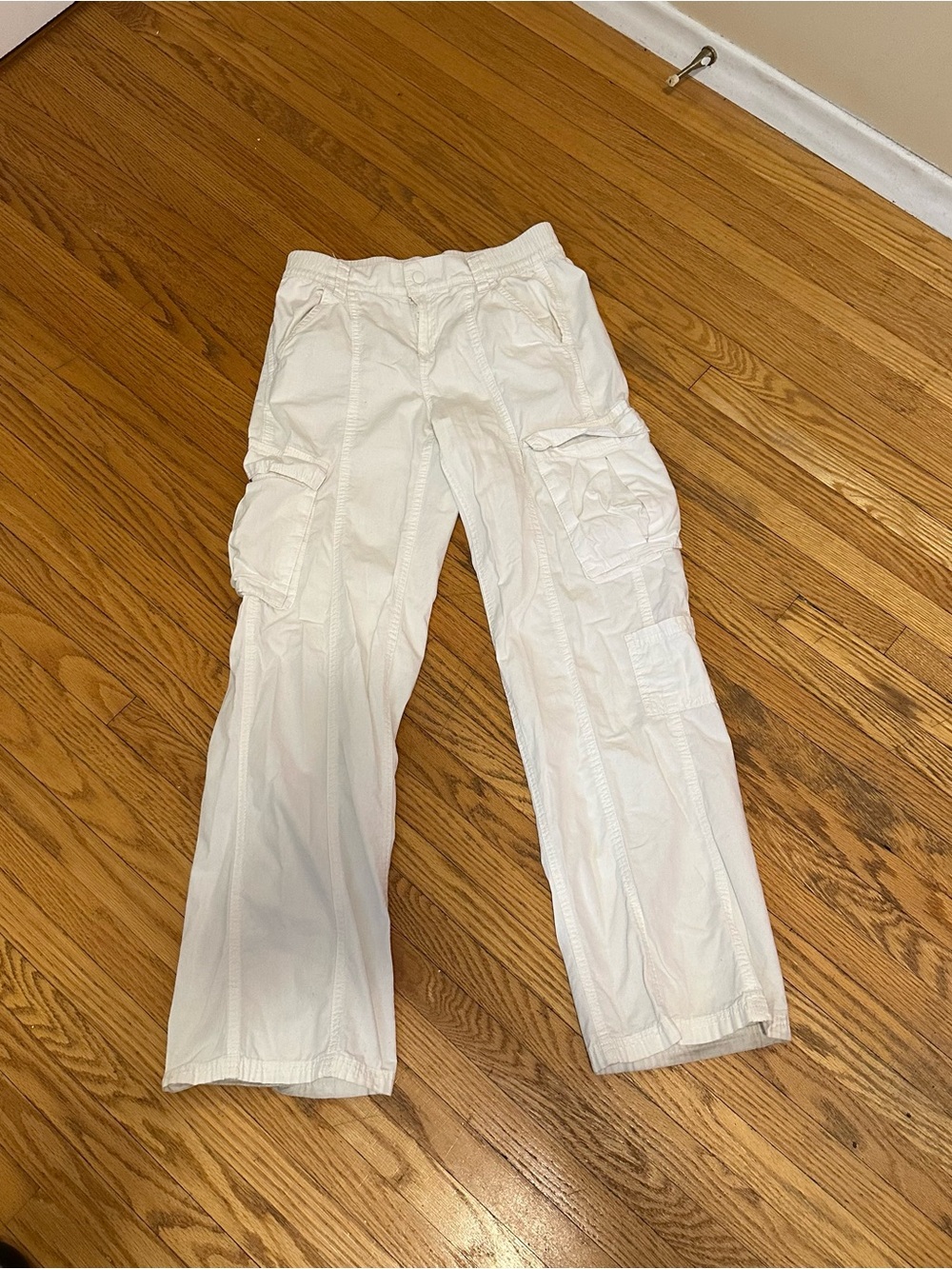 H&M White Cargo Straight-Leg Women's Pants